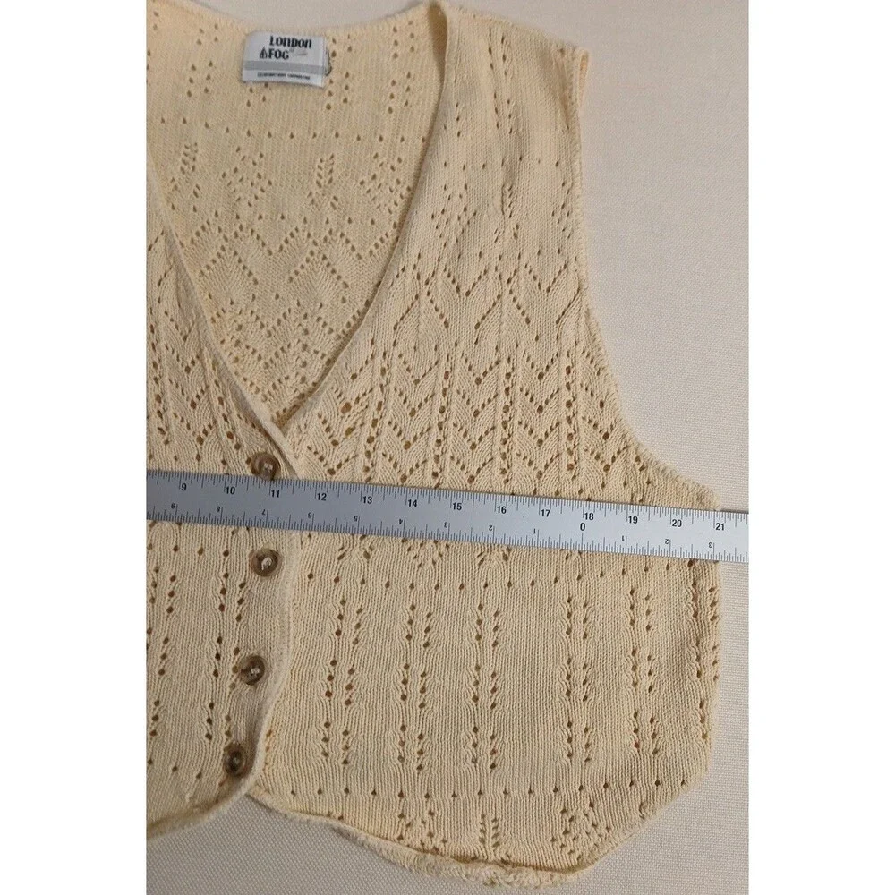 Vintage London Fog Knit Sweater Vest Button Up Size small Vintage